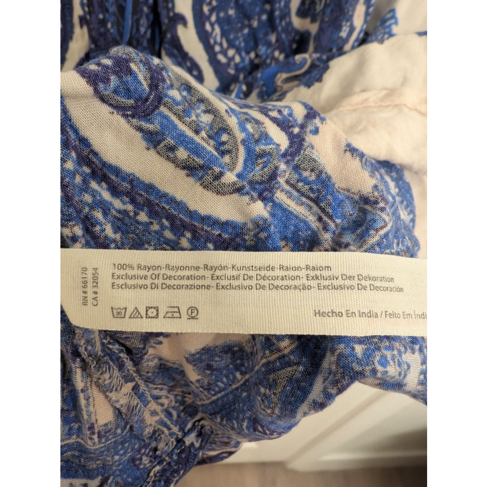 Women's Free People Mini Dress Petite S Beige Blue Paisley Shea Print Bohemian - Picture 5 of 7